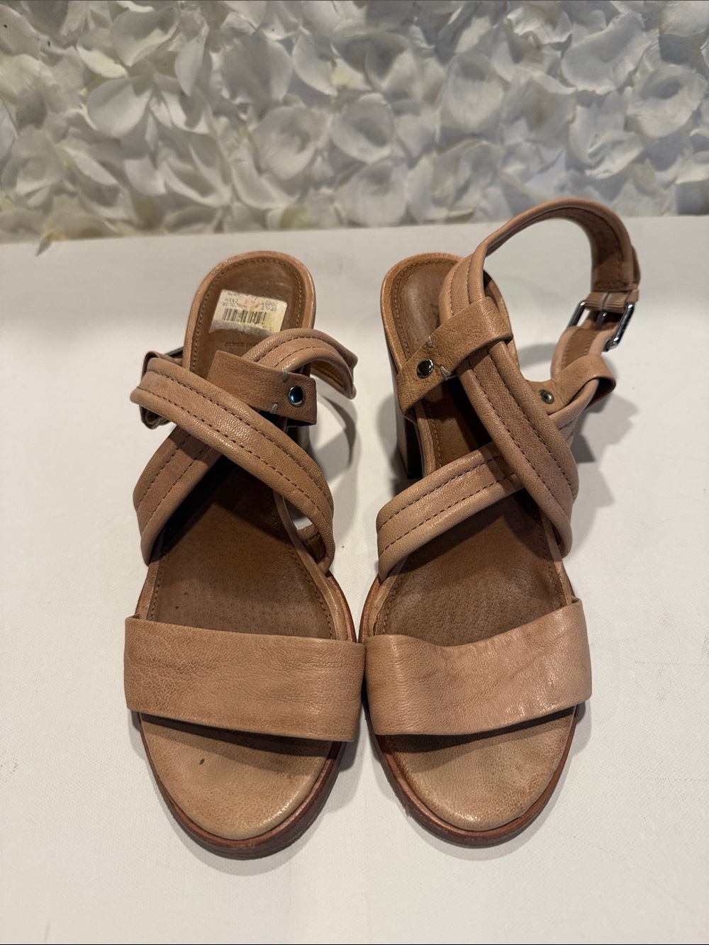 Frye Women's Taupe Crisscross Leather Sandals